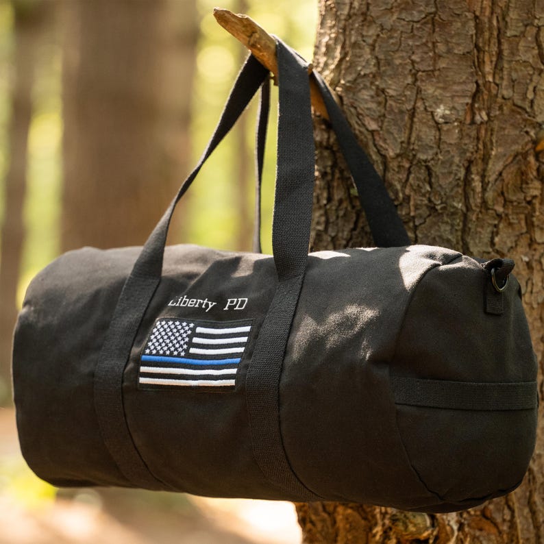 Thin Blue Line Police Officer Duffle Bag, Personalized Gift for Cop ...