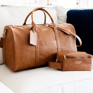 Coffret cadeau de voyage personnalisé en cuir marron pour homme MAVERICK, cadeau d'anniversaire pour homme, cadeaux pour homme, cadeau pour homme, cadeau de Noël pour homme, sac de sport et sac à dos