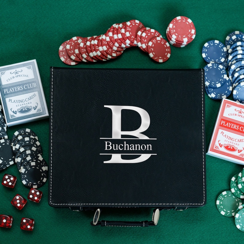 Engraved Poker Set, Personalized Poker Gift Set, Poker Gift Set for Men, Engraved Poker Chips, Groomsmen Gifts, Gift for Him. Gifts for Men