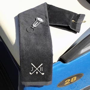 Personalized Golf Gift Set, Golf Towel with Keychain Engraved Ball Marker, Golf Gift Dad, Father&#39;s Day Gift, Christmas Gift for Men Golf