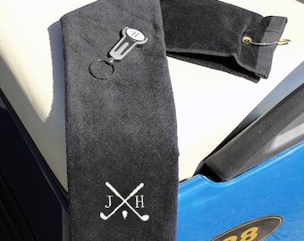 Personalized Golf Gift Set, Golf Towel with Keychain Engraved Ball Marker, Golf Gift Dad, Father's Day Gift, Christmas Gift for Men Golf