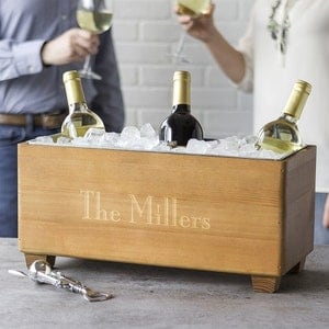 Personalized Wooden Wine Trough, Engraved Beverage Cooler, Wine Chiller Bucket, Beverage Tub, Unique Wine Lover Gift, Party Centerpiece