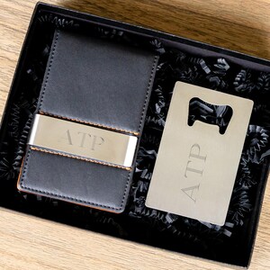 Set de regalo profesional para padrinos de boda, caja para padrinos de boda, billetera grabada y abrebotellas, regalo de propuesta de matrimonio, regalo para padrinos de boda, regalo para hombres