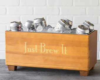 Personalized Wooden Beer Chilling Bucket, 5th Anniversary Gift for Men