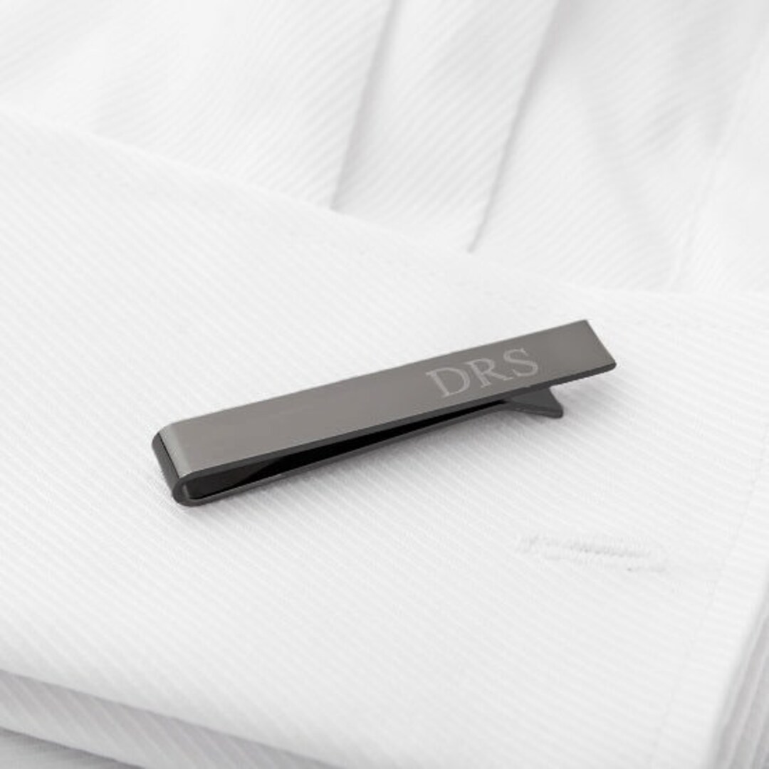 Gunmetal Tie Clip for Groomsmen, Tie Bar, Personalized Groomsmen Gift