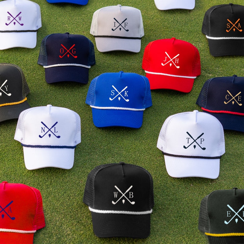 Custom Golf Hats, Golf Hat for Dad, Husband, Boyfriend, Son, Personalized Golf Gift, Golf Trucker Rope Hat, Custom Golf Hats for Golf Trip