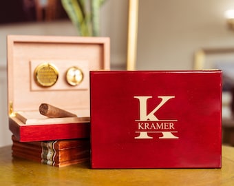 Personalized Wood Cigar Humidor, Engraved Humidor Box, Gift for Men