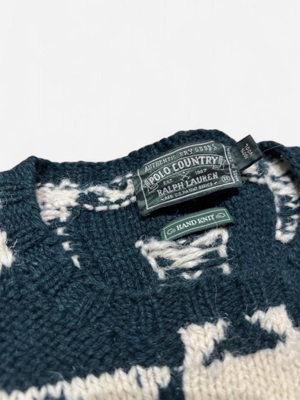 Vintage 90s Polo Country Ralph Lauren Hand Knit Wool Sweater Mens