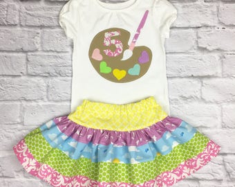 Pastels Art Party Birthday with Age Outfit