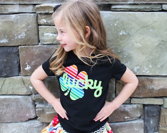 Girls St Patricks Rainbow Lucky Shirt