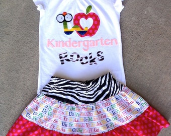 Bookworm Kindergarten Rocks Back to School Outfit