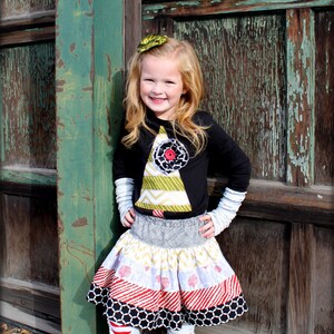 Girls Christmas Dress Outfit Modern Christmas Tree Shirt and Skirt Set