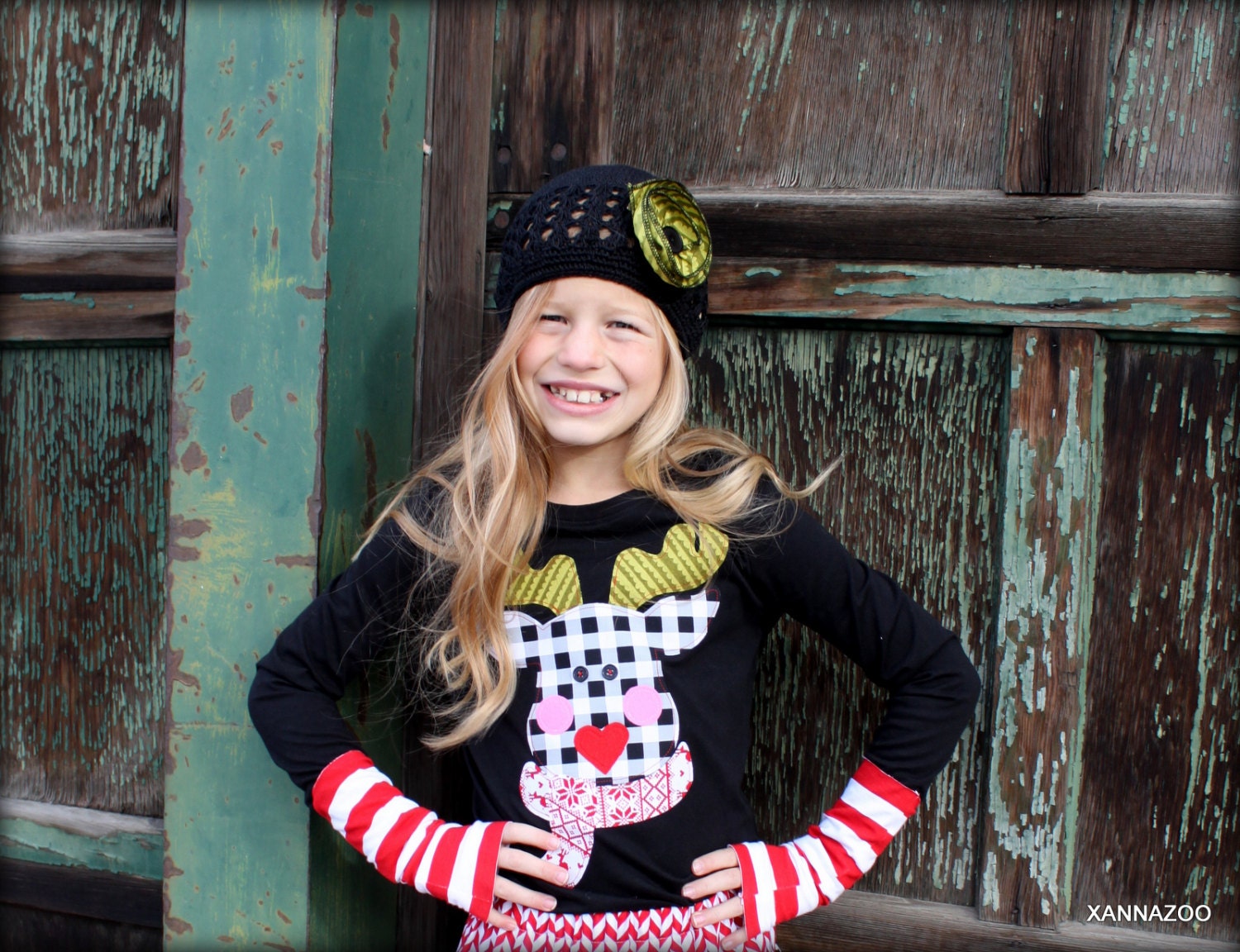 Girls Knit Reindeer w/Smocked Dress