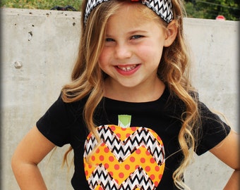 Orange and Black Chevron Pumpkin Halloween Shirt