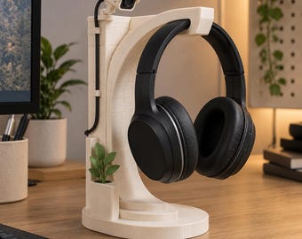 Supporto scultoreo per cuffie da telecamera di sicurezza - Supporto per cuffie stampato in 3D e decorazione da scrivania dipinta a mano