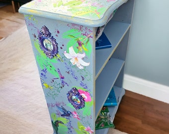 Magical colourful handpainted upcycled bookcase