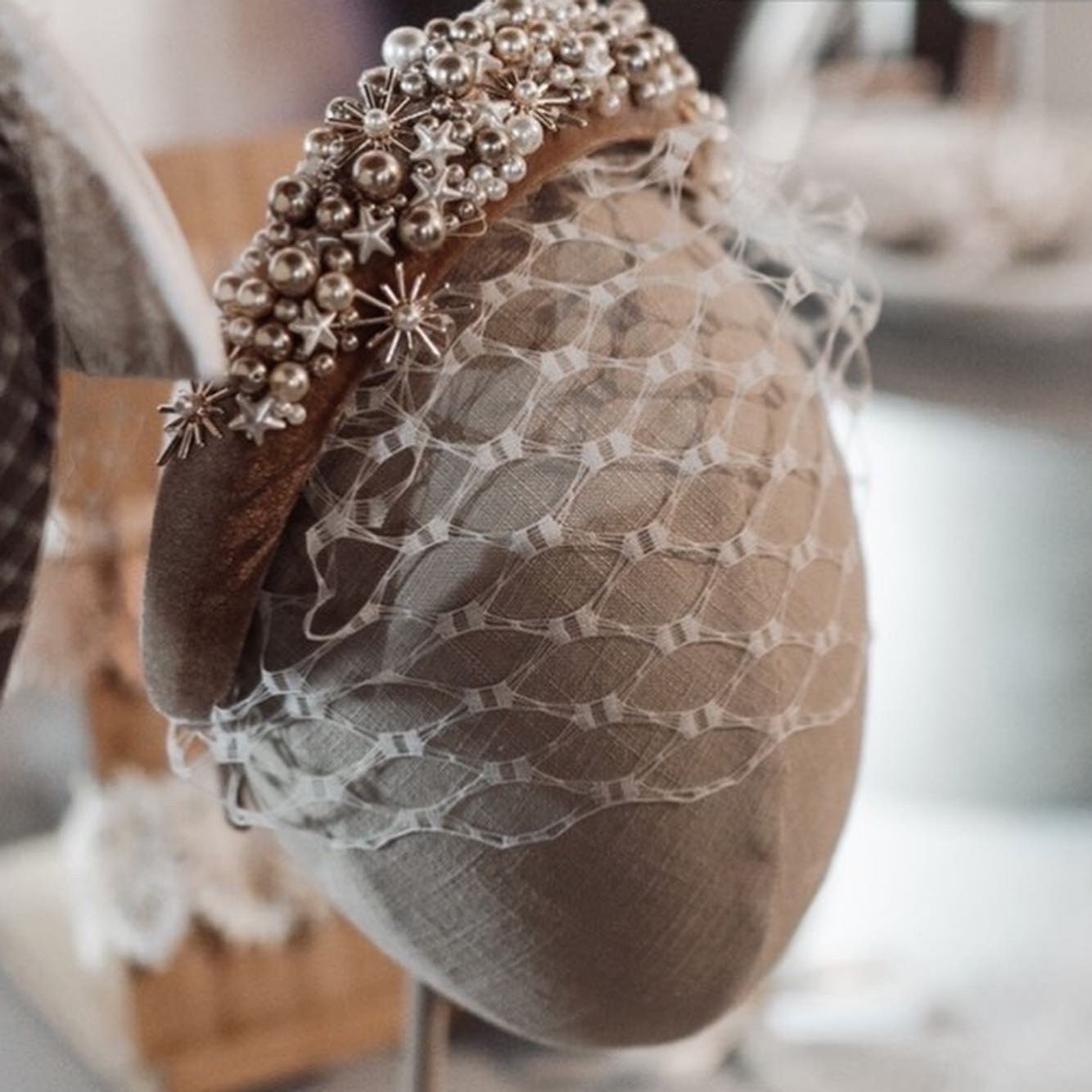 Celestial Blush or Ivory Velvet Embellished Statement