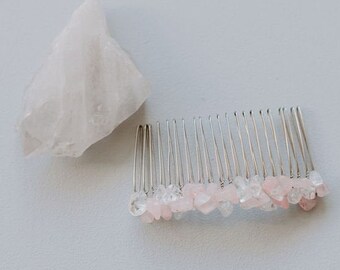 Rose Quartz Healing Crystal Bridal Haircomb