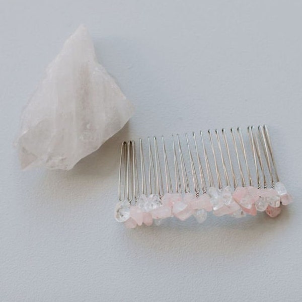 Rose Quartz Healing Crystal Bridal Haircomb