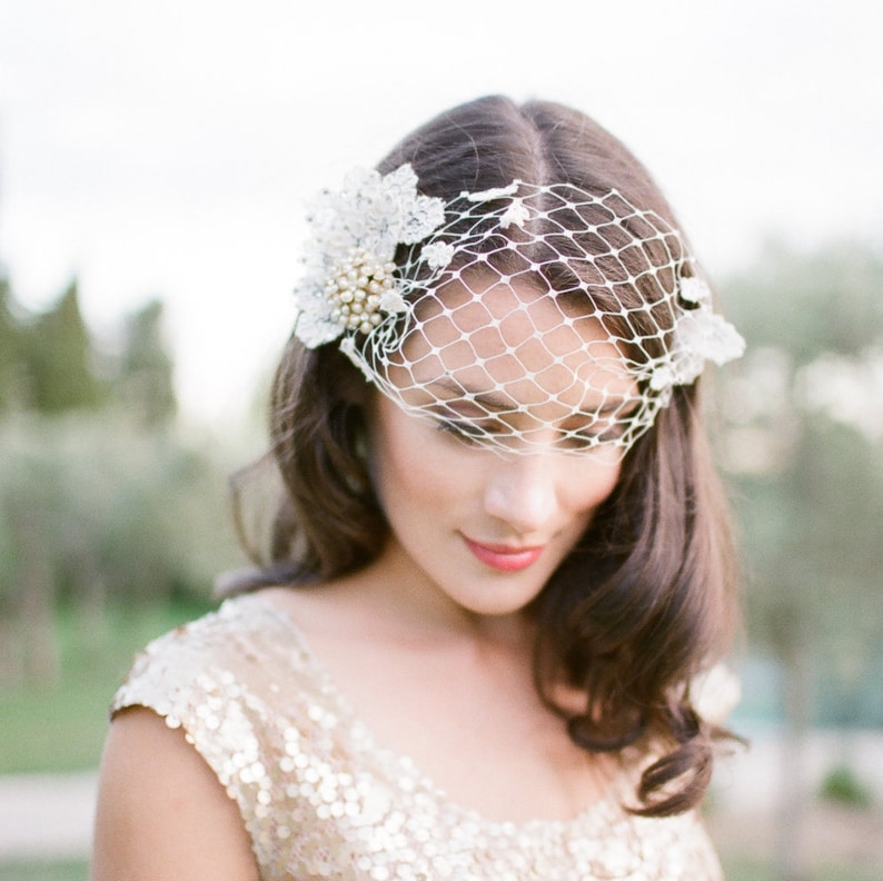 Persephone Vintage Brooch Headpiece Birdcage Wedding Veil image 2