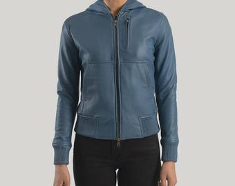 schapenvachtleren damesjas met capuchon | Met fleece gevoerde winterjas. GarbTogsstore