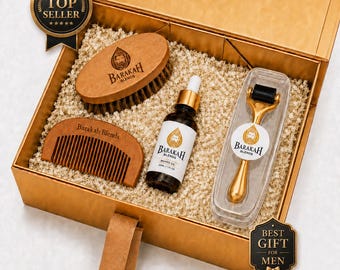 Premium Beard Grooming Kit For Men Care, Perfect Gift Husband, Beard Care Kit, Condition, Beard Growth Kit Box Men's Gift Set Beard Bundle