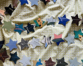 Up-Cycled Ocean Storybook Star Garland 10'
