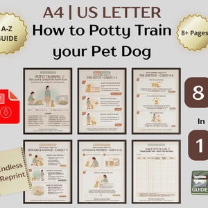 以下が含まれることがあります： How to Potty Train your Pet DogというタイトルのデジタルPDFガイド。A4およびUSレターサイズに対応しています。このセットには、毎日のトイレトレーニング記録、トレーニングカード、イラスト付きの解説など、合計8ページの指導コンテンツが含まれています。
