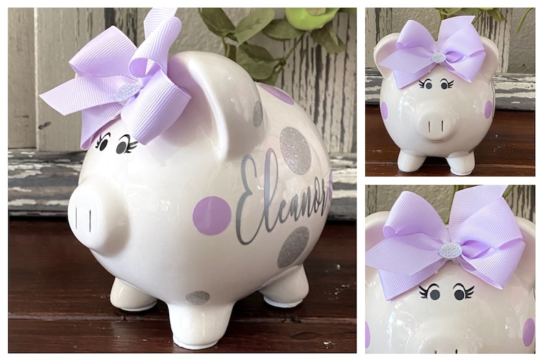 Personalized Piggy Bank Piggy Banks for Girls Lavender and Etsy