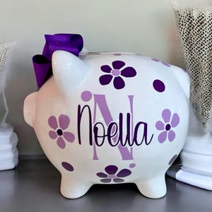 Personalized Flower Piggy Banks for girls, banks for girls, girl bank, piggy bank, Daisy bank, Baby shower bank, baby&#39;s first piggy bank
