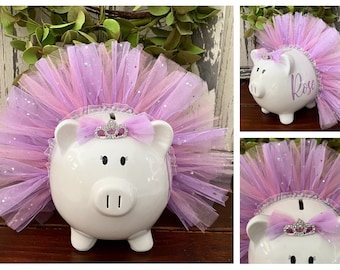 Personalized Piggy bank, Sparkle Pink and Lavender piggy bank, banks for girls, piggy bank,ballerina bank piggy bank,banks for girls