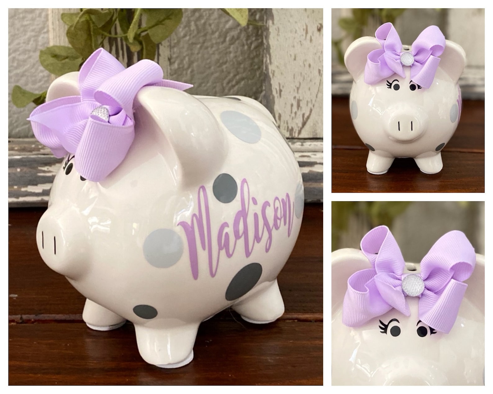 Personalized Large piggy banks for girls Lavender piggy bank Etsy