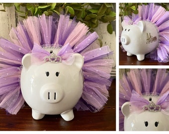 Personalized Piggy bank, Sparkle Pink and Lavender piggy bank, banks for girls, piggy bank,ballerina bank piggy bank,banks for girls