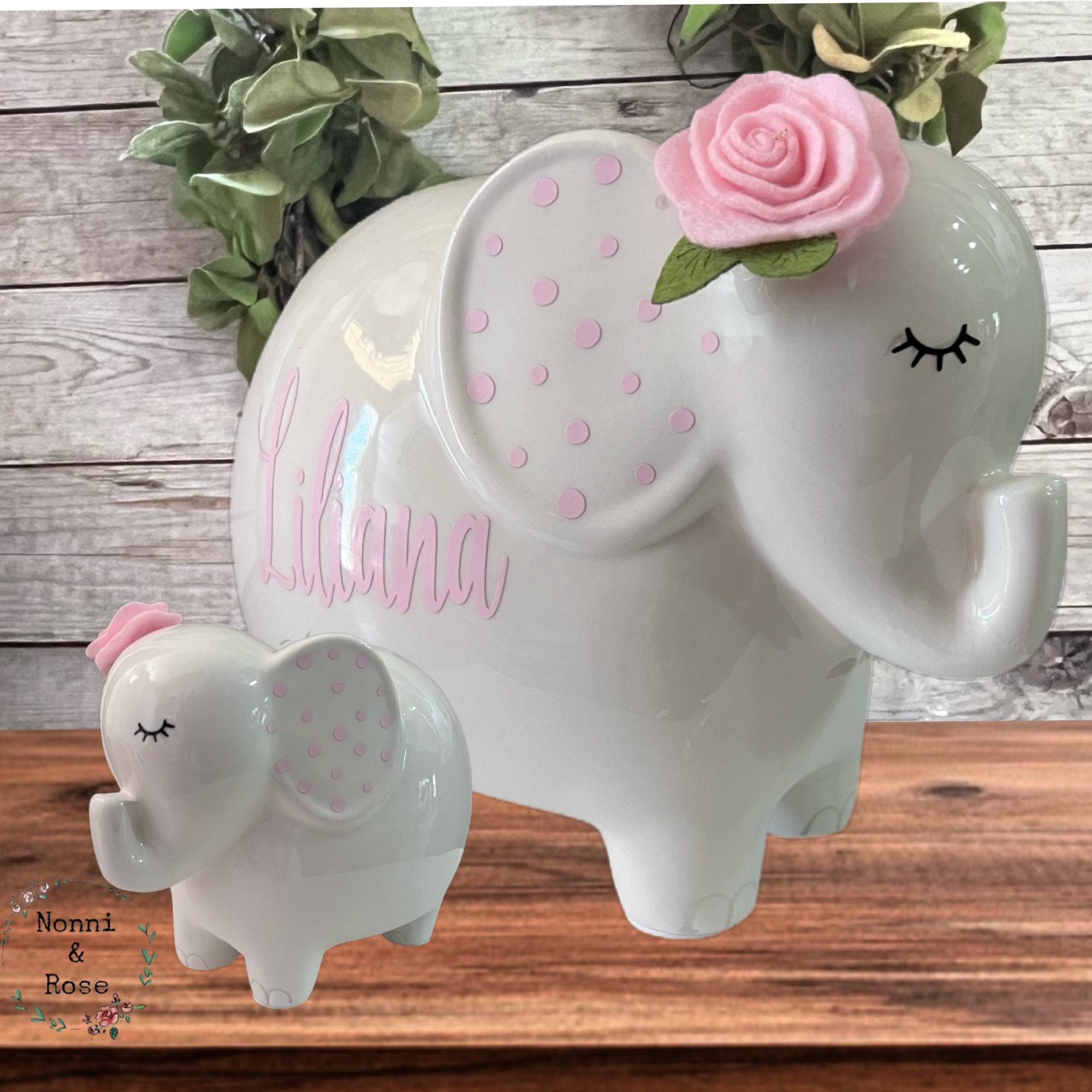 Large Personalized Elephant Bank, Elephant Piggy Bank, Banks for