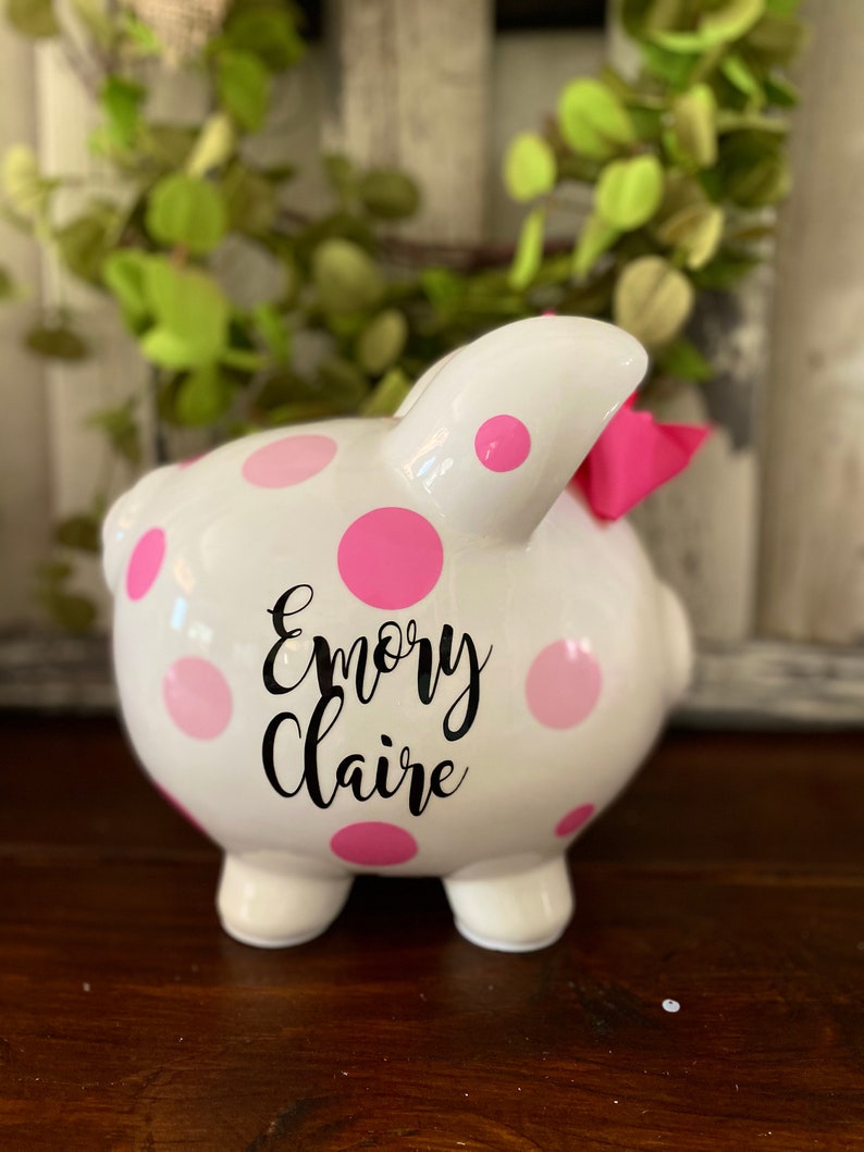 Extra Large Personalized Piggy Bank Light Pink Polka Dot Etsy