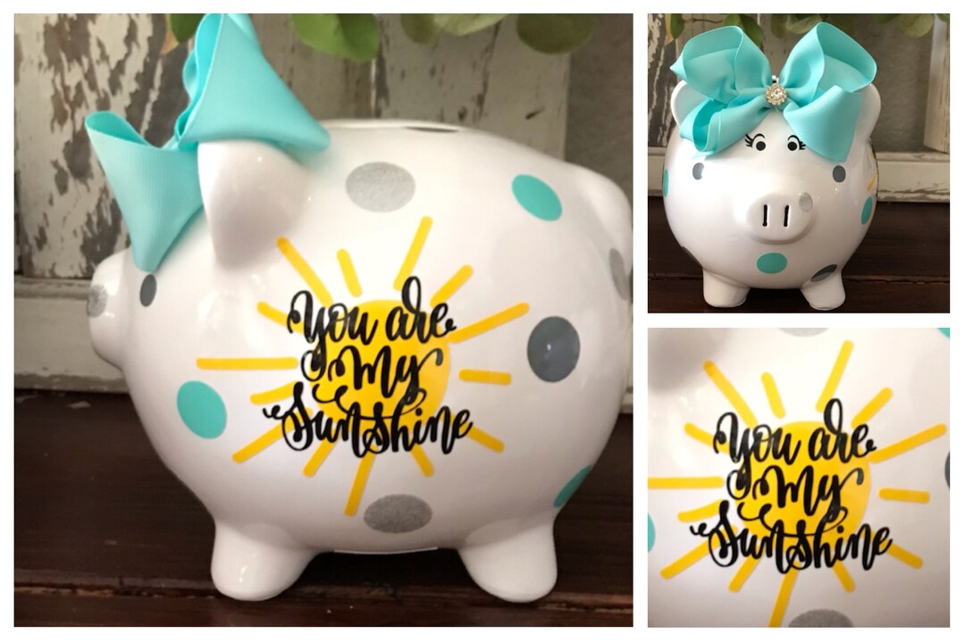 Large Personalized Piggy Banks for Girls You Are My Sunshine Etsy