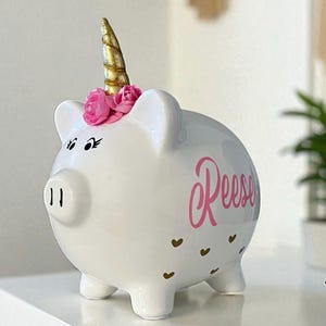 Personalized unicorn heart piggy banks for girls, unicorn bank, piggy banks for kids, heart banks, valentines, adult heart banks, piggy bank