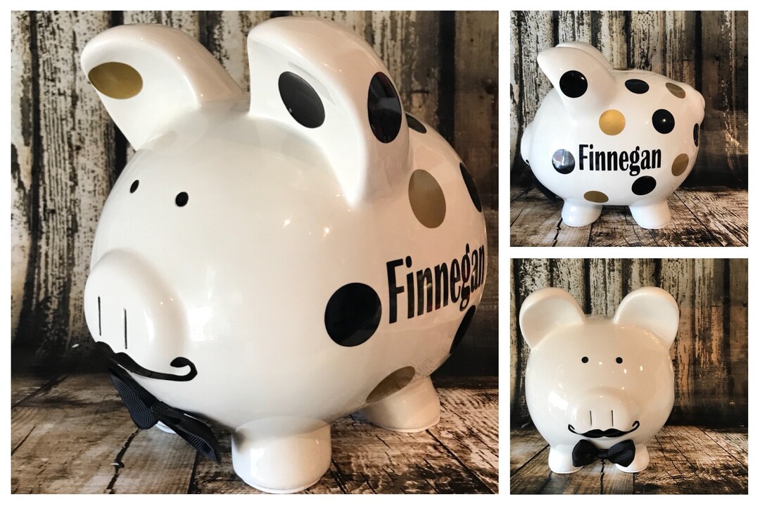 Large Personalized Piggy Banks for Boysmustache Bankmy Etsy