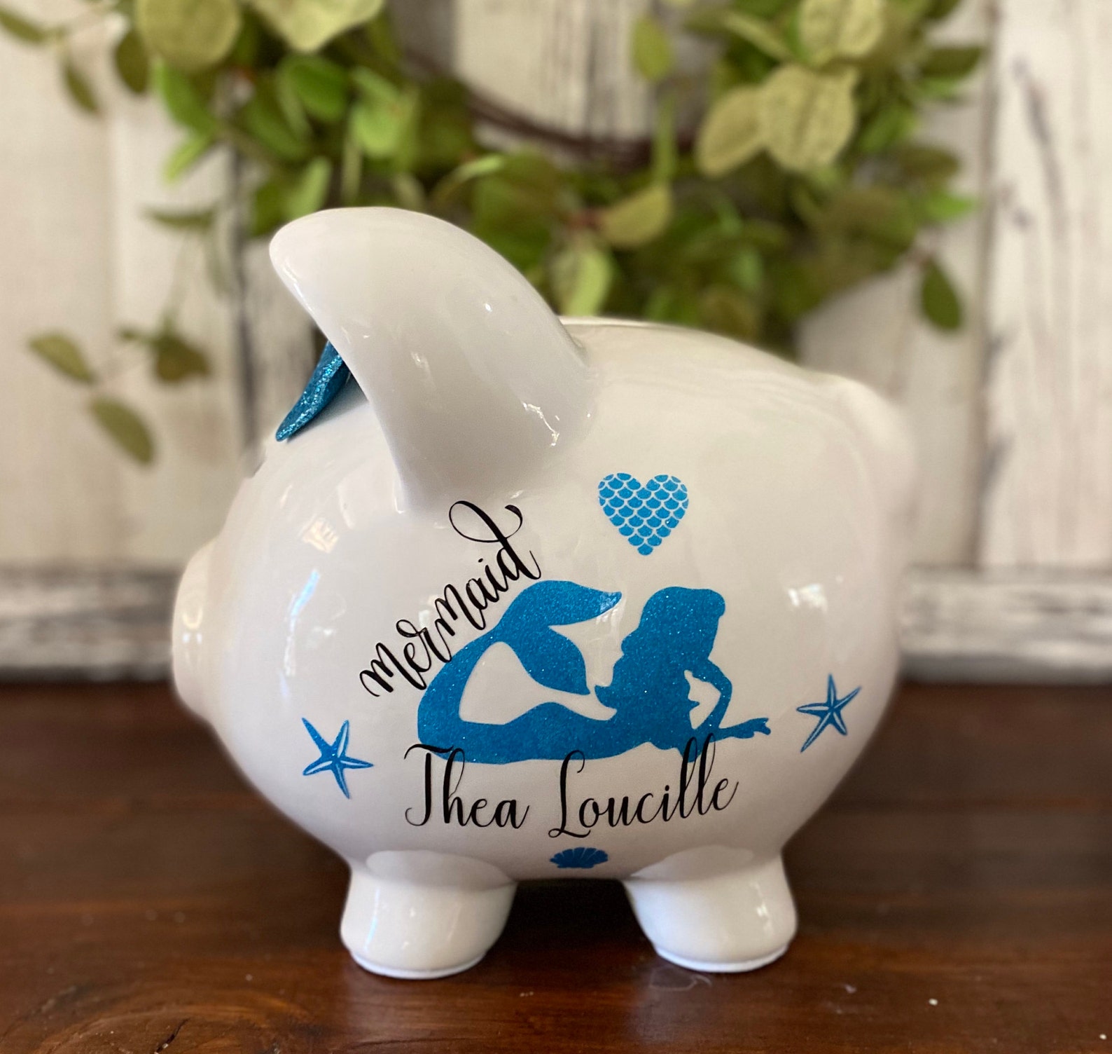 Large Personalized Mermaid Piggy Bank Piggy Banks for Girls Etsy
