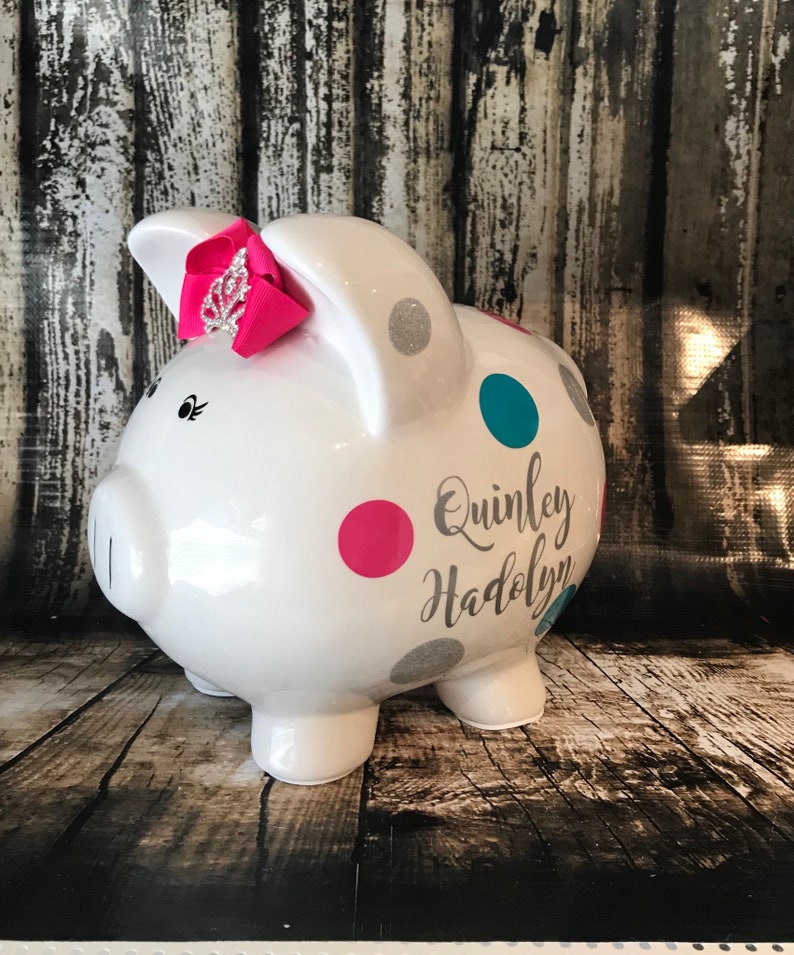 Large Personalized Piggy Banks for Girlspurple and Silver Etsy