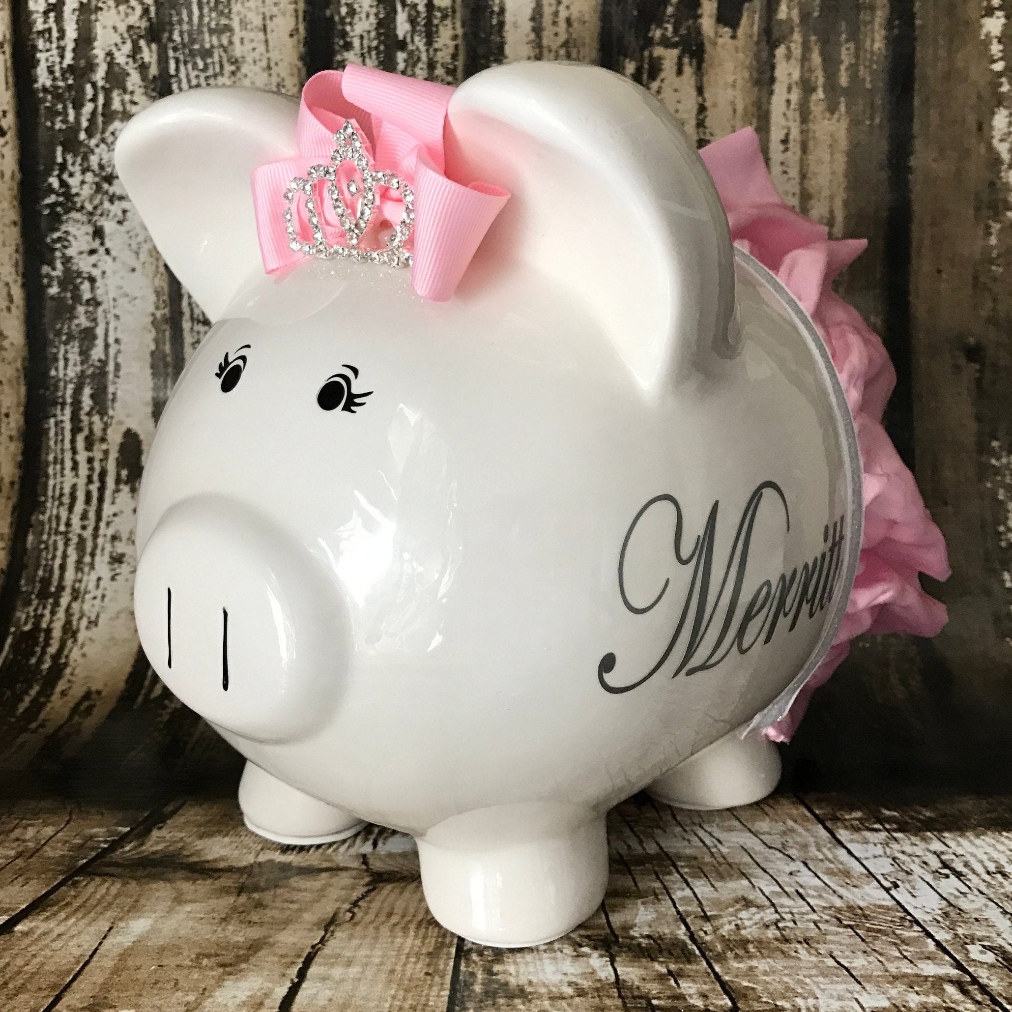 Large Personalized Piggy Bank Light Pink Piggy Etsy