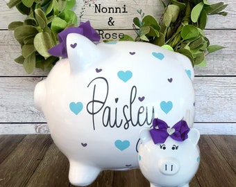 Personalized Large Heart piggy bank, piggy bank for girls, initial bank, Valentine’s Day bank, Cupid, Piggy bank, banks for boys