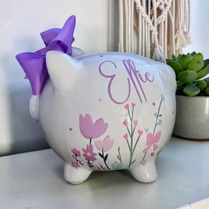 Personalized tulip flower Piggy Banks for girls - banks for girls - girl bank - piggy bank - wildflower bank - tulips piggy bank - kid bank 画像 6