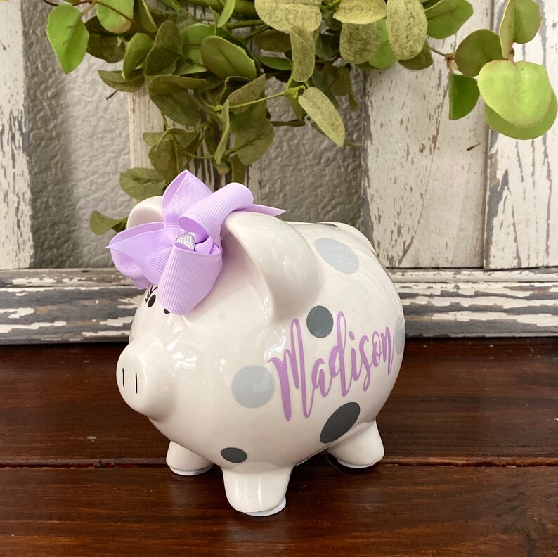 Personalized Large Piggy Banks for Girls Lavender Piggy Bank Etsy UK
