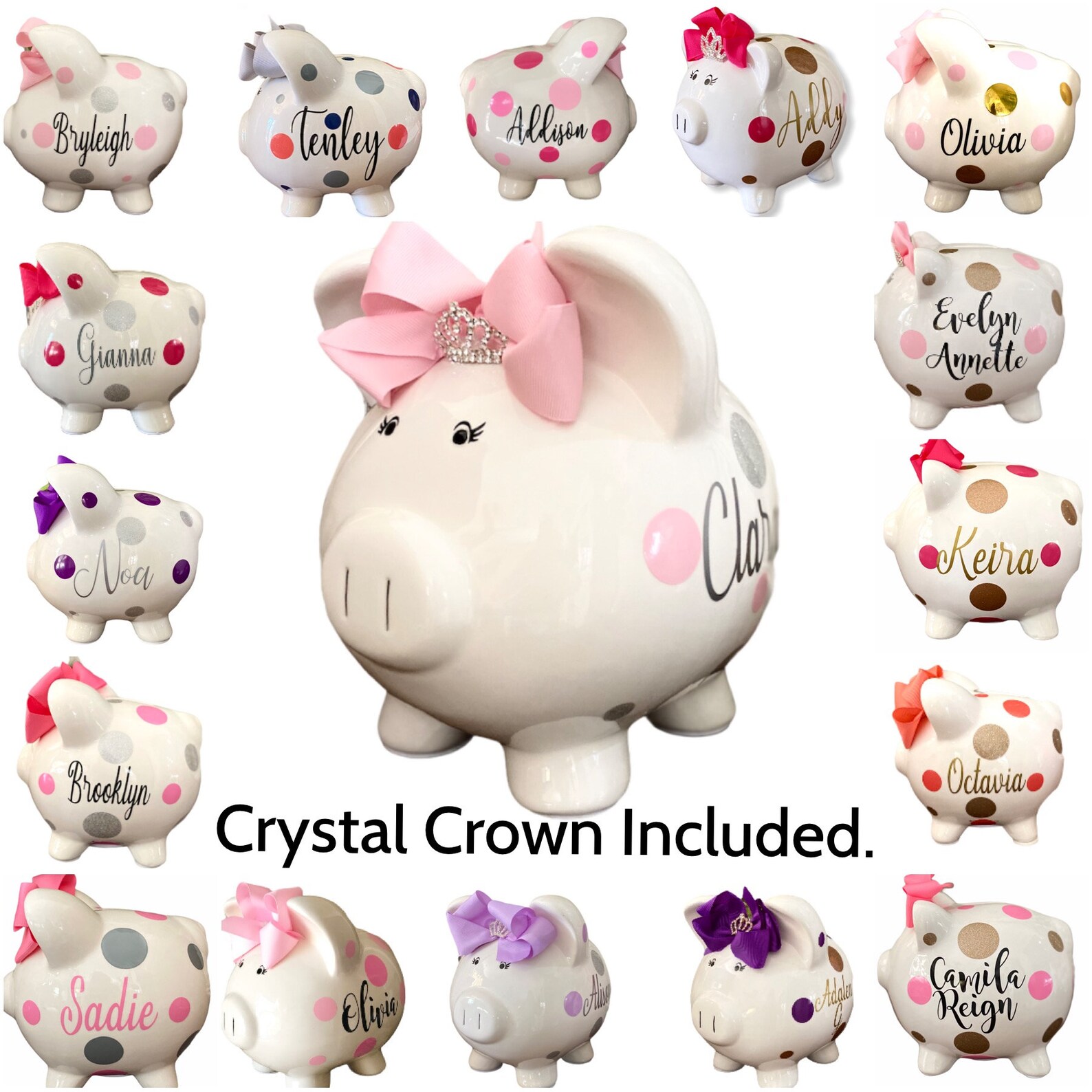 Personalized Large Piggy Bank Piggy Banks for Girls Light Etsy