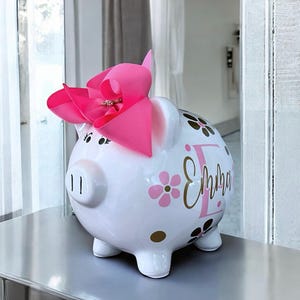 Personalized Flower Piggy Banks for girls, banks for girls, girl bank, piggy bank, Daisy bank, Baby shower bank, baby&#39;s first piggy bank