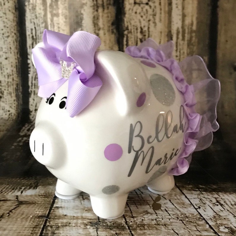 Personalized Piggy Bank Piggy Banks for Girls Lavender Piggy Etsy