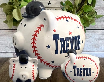 Personalized Large Baseball Piggy Banks for boys, piggy bank, sports piggy bank, Baseball bank, softball piggy bank, sports banks, softball