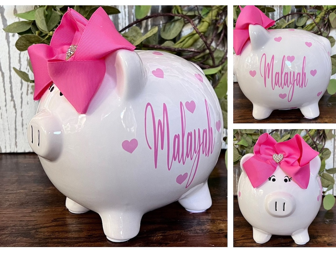 Personalized Large Heart Piggy Bank, Banks
