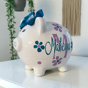 Personalized Flower Piggy Banks for girls, banks for girls, girl bank, piggy bank, Daisy bank, Baby shower bank, baby&#39;s first piggy bank